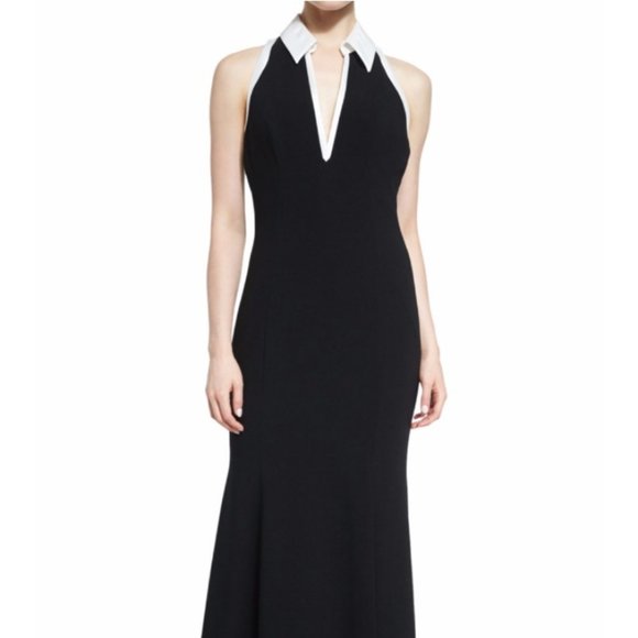 Theia Deep V Tuxedo Gown - Picture 7 of 8